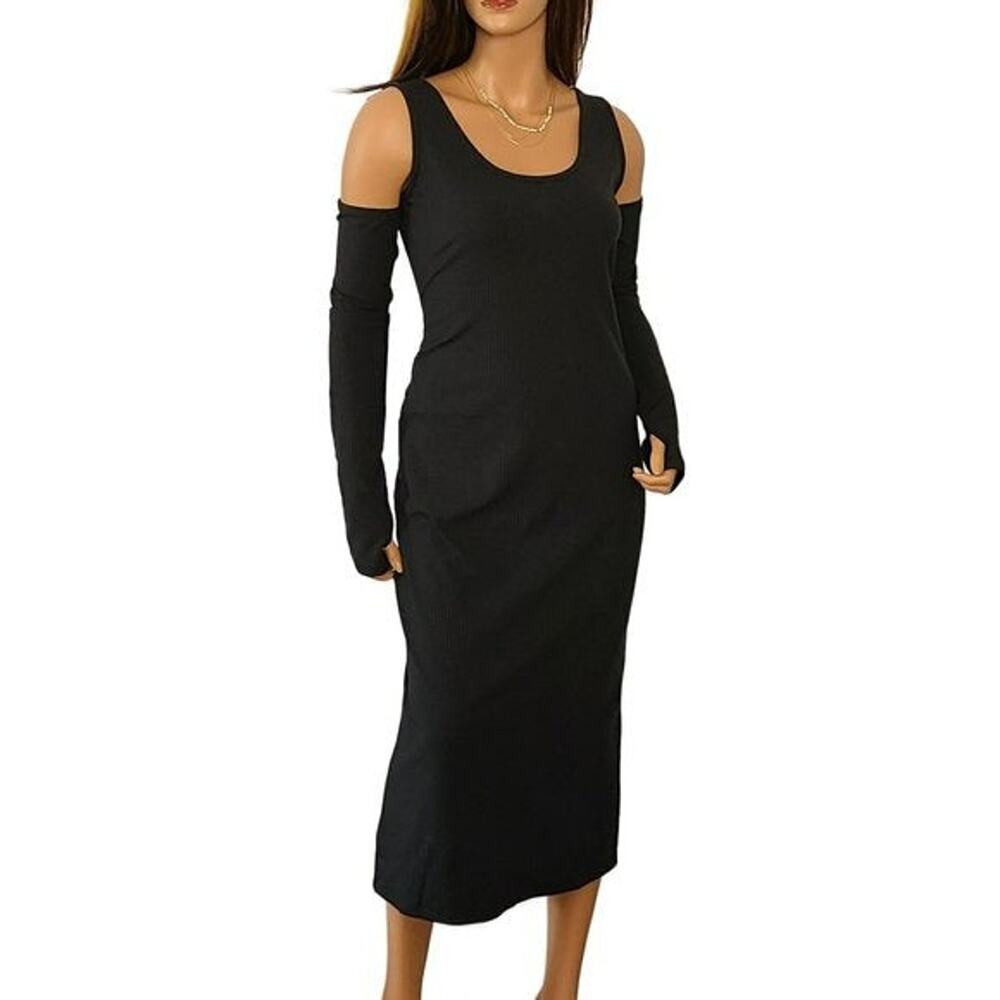 NWT ASOS Curve Women's Cold-shoulder style Ribbed Knit Midi Dress